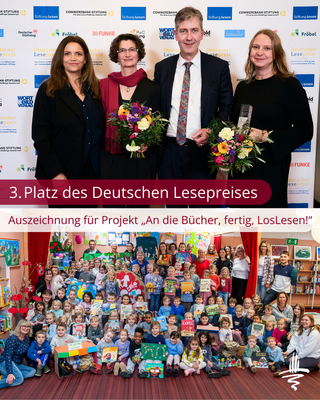 Deutscher Lesepreis f&uuml;r Stadtbibliothek Naumburg &copy;Foto oben: Preisverleihung: © Stiftung Lesen/Sascha Radke; Foto unten: Bibliothek/Projekt: © Torsten Biel