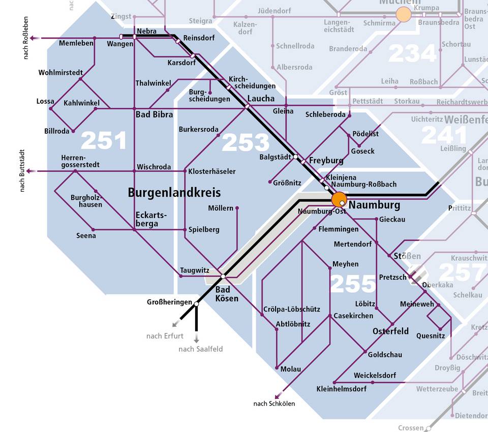 Tarifzonen 251, 253, 255 &copy;MDV
